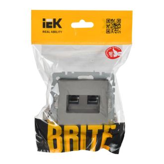 BRITE Розетка компьютерная двойная RJ45 кат.6 сталь