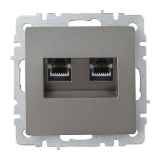 BRITE Розетка компьютерная двойная RJ45 кат.6 сталь