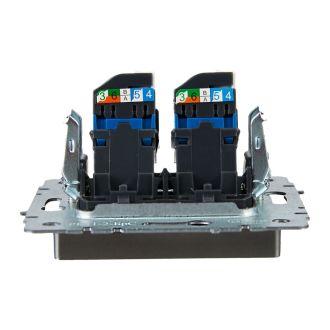 BRITE Розетка компьютерная двойная RJ45 кат.6 сталь