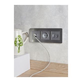 BRITE Розетка компьютерная двойная RJ45 кат.6 алюминий