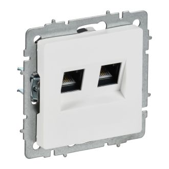BRITE Розетка компьютерная двойная RJ45 кат.6 арктический белый