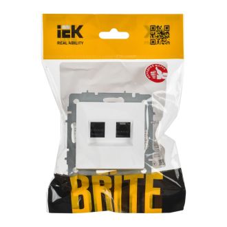 BRITE Розетка компьютерная двойная RJ45 кат.6 арктический белый