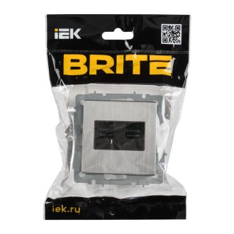 BRITE Розетка компьютерная двойная RJ45 кат.6 металл хром/никель