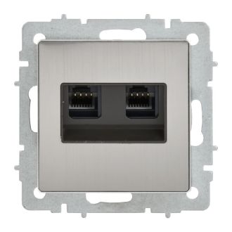 BRITE Розетка компьютерная двойная RJ45 кат.6 металл хром/никель