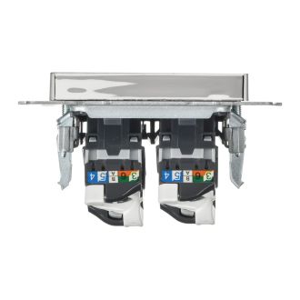 BRITE Розетка компьютерная двойная RJ45 кат.6 металл хром/никель