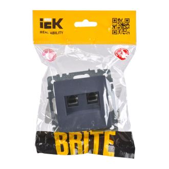 BRITE Розетка двойная RJ11+RJ45 кат.5E маренго