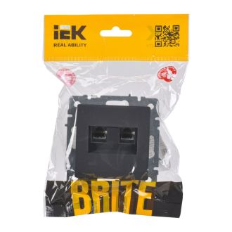 BRITE Розетка двойная RJ11+RJ45 кат.5E графит