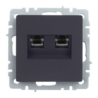 BRITE Розетка двойная RJ11+RJ45 кат.5E графит