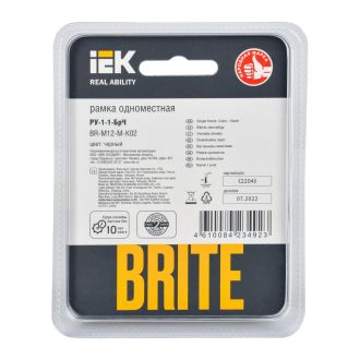 BRITE Рамка 1-местная металл черный