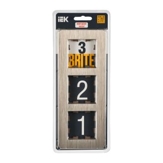 BRITE Рамка 3-местная металл шампань RE AL