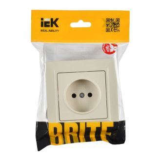 BRITE Розетка 1-местная без заземления без защитных шторок 10А в сборе бежевый