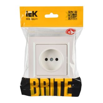 BRITE Розетка 1-местная без заземления без защитных шторок 10А в сб. жемчуг