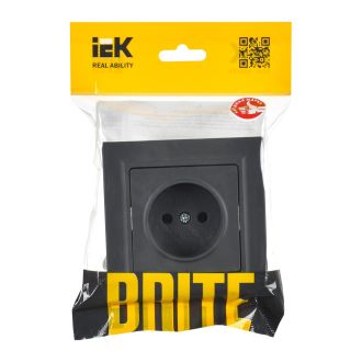 BRITE Розетка 1-местная без заземления без защитных шторок 10А в сб. графит