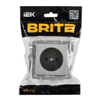 BRITE Розетка 1-местная без заземления без защитных шторок 10А металл хром/никель