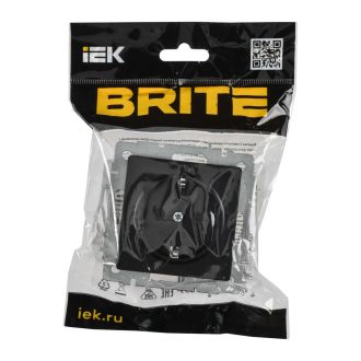 BRITE Розетка 1-местная с заземлением без защитных шторок 16А безвинтовое крепление черный