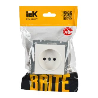 BRITE Розетка 1-местная без заземления с защитными шторками 10А белый