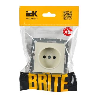 BRITE Розетка 1-местная без заземления с защитными шторками 10А бежевый