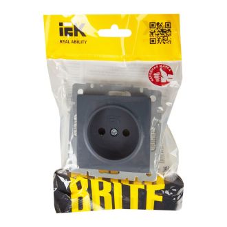 BRITE Розетка 1-местная без заземления с защитными шторками 10А маренго
