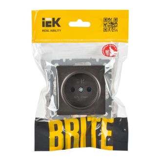 BRITE Розетка 1-местная без заземления с защитными шторками 10А темная бронза
