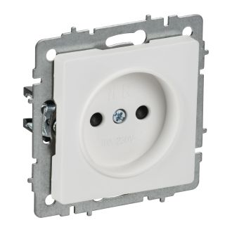 BRITE Розетка 1-местная без заземления с защитными шторками 10А арктический белый