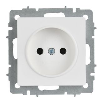 BRITE Розетка 1-местная без заземления с защитными шторками 10А арктический белый