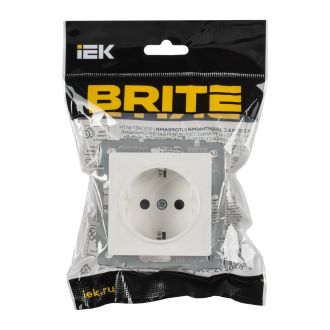 BRITE Розетка 1-местная с заземлением с защитными шторками 16А РФ белый