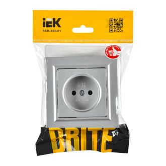 BRITE Розетка 1-местная с заземлением с защитными шторками 16А в сборе алюминий