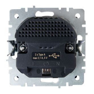BRITE Розетка 1-местная с заземлением с защитными шторками 16А с USB A+A 5В 2,1А маренго