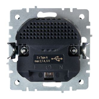 BRITE Розетка 1-местная с заземлением с защитными шторками 16А с USB A+A 5В 2,1А шампань