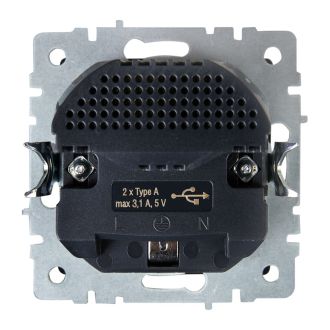 BRITE Розетка 1-местная с заземлением с защитными шторками 16А с USB A+A 5В 3,1А жемчуг
