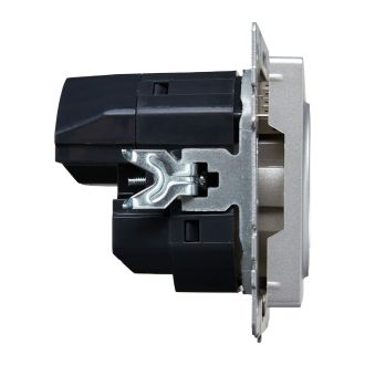 BRITE Розетка 1-местная с заземлением с защитными шторками 16А с USB A+A 5В 3,1А алюминий