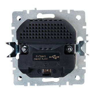 BRITE Розетка 1-местная с заземлением с защитными шторками 16А с USB A+A 5В 3,1А алюминий