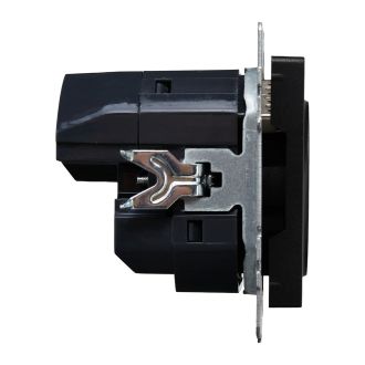 BRITE Розетка 1-местная с заземлением с защитными шторками 16А с USB A+C 18Вт черный