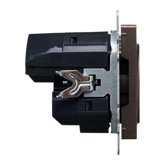 BRITE Розетка 1-местная с заземлением с защитными шторками 16А с USB A+C 18Вт темная бронза