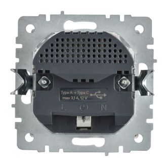 BRITE Розетка 1-местная с заземлением с защитными шторками 16А с USB A+C 18Вт арктический белый