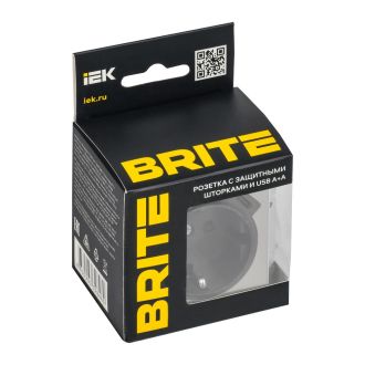 BRITE Розетка 1-местная с заземлением с защитными шторками 16А с USB A+C 18Вт металл хром/никель