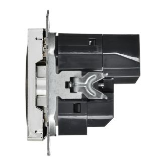 BRITE Розетка 1-местная с заземлением с защитными шторками 16А с USB A+C 18Вт металл хром/никель