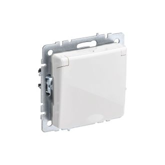 BRITE Розетка 1-местная с заземлением с защитными шторками и крышкой 16А IP44 белый