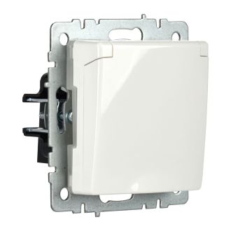 BRITE Розетка 1-местная с заземлением с защитными шторками и крышкой 16А IP44 белый