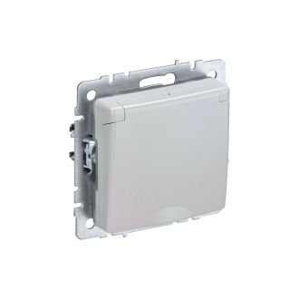 BRITE Розетка 1-местная с заземлением с защитными шторками и крышкой 16А IP44 жемчуг