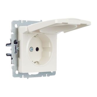 BRITE Розетка 1-местная с заземлением с защитными шторками и крышкой 16А IP44 жемчуг