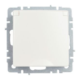 BRITE Розетка 1-местная с заземлением с защитными шторками и крышкой 16А IP44 жемчуг