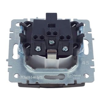 BRITE Розетка 1-местная с заземлением с защитными шторками и крышкой 16А IP44 темная бронза