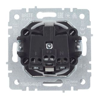 BRITE Розетка 1-местная с заземлением с защитными шторками и крышкой 16А IP44 темная бронза