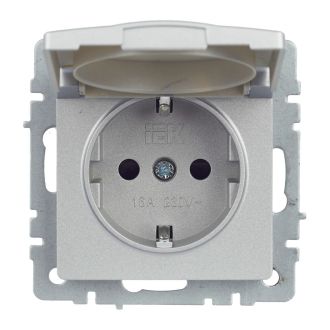 BRITE Розетка 1-местная с заземлением с защитными шторками и крышкой 16А IP44 алюминий