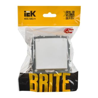 BRITE Розетка 1-местная с заземлением с защитными шторками и крышкой 16А IP44 арктический белый