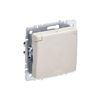BRITE Розетка 1-местная с заземлением с защитными шторками и крышкой 16А IP20 бежевый