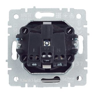 BRITE Розетка 1-местная с заземлением с защитными шторками и крышкой 16А IP20 шампань