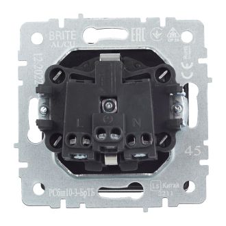 BRITE Розетка 1-местная с заземлением с защитными шторками и крышкой 16А IP20 темная бронза