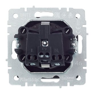 BRITE Розетка 1-местная с заземлением с защитными шторками и крышкой 16А IP20 сталь